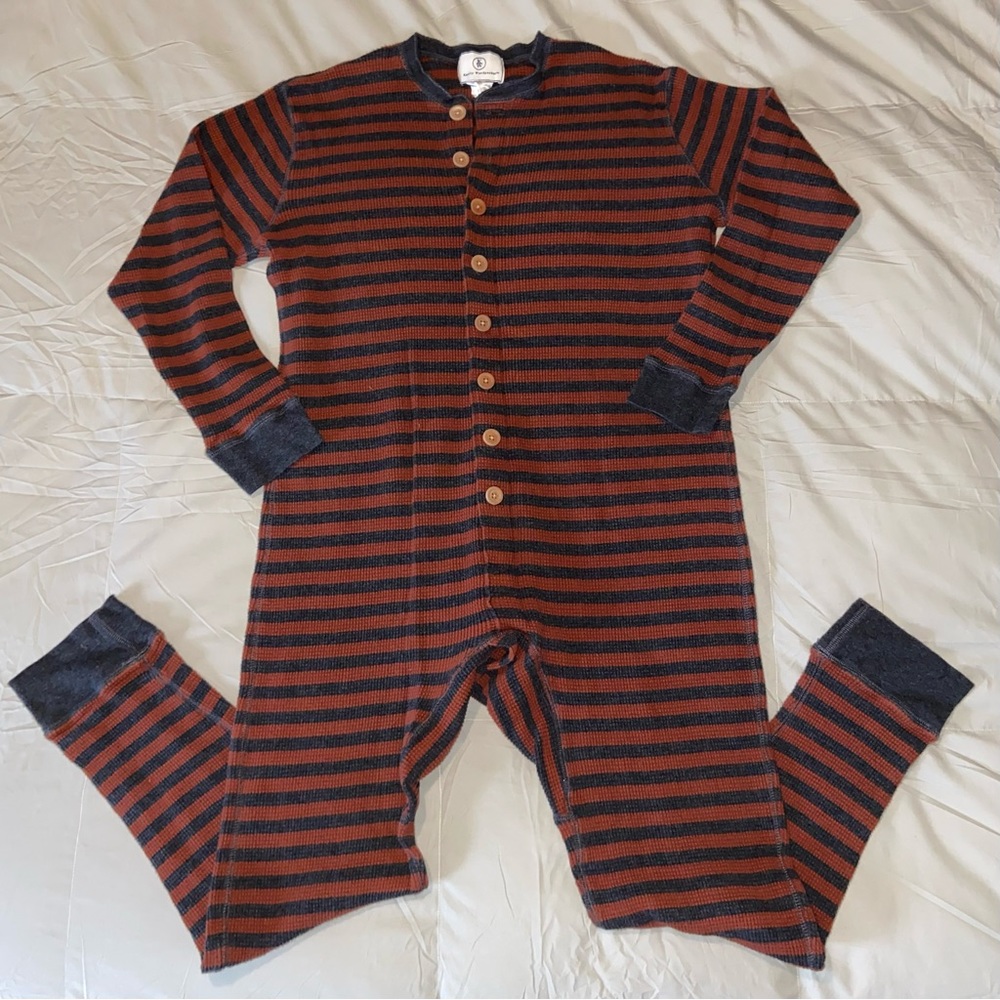 Knotty Woodpecker Striped Onesie Pajamas